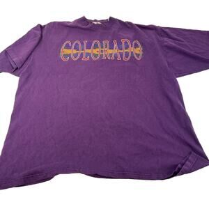 vintage graphic Tee Unisex plus size Colorado western crew neck purple XXL